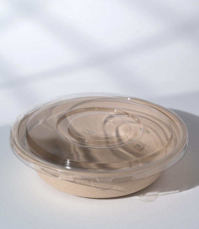 Μπολ bio 32oz με διάφανο ίσιο καπάκι